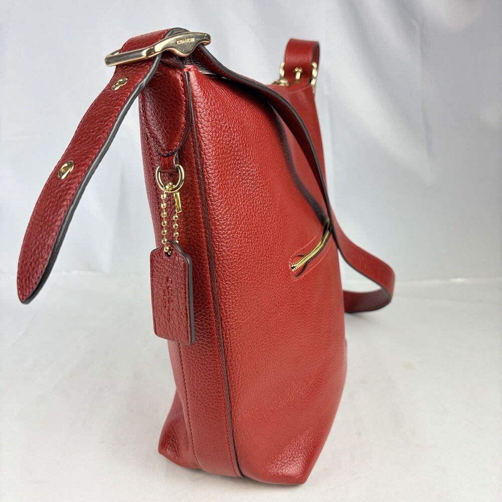 COACH C2818 Val Duffle Shoulder Bag in Pebble Red Leather 4"x12"x10" EUC - Picture 8 of 16